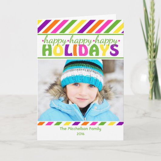 BRIGHT Stripes Colorful Christmas Card Feestdagen Kaart (Voorkant)