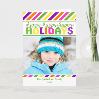 BRIGHT Stripes Colorful Christmas Card Feestdagen Kaart