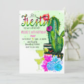 Bright Stripes Fiesta Cactus & Succulents Party Kaart (Staand voorkant)