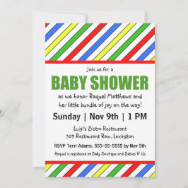 Bright Stripes Primaire kleuren Baby shower Kaart