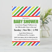 Bright Stripes Primaire kleuren Baby shower Kaart (Staand voorkant)