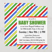 Bright Stripes Primaire kleuren Baby shower Kaart (Voorkant / Achterkant)