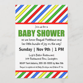 Bright Stripes Primaire kleuren Baby shower Kaart
