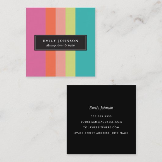 Bright Stripes Vierkante Visitekaartje (Voorkant / Achterkant)