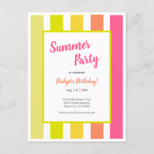 Bright Stripes Zomerfeest Uitnodiging Briefkaart