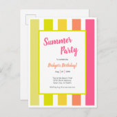 Bright Stripes Zomerfeest Uitnodiging Briefkaart (Voorkant / Achterkant)