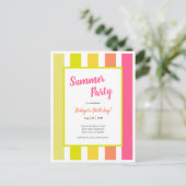 Bright Stripes Zomerfeest Uitnodiging Briefkaart (Staand voorkant)