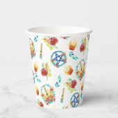 Bright Summer Beltane Maypole & Pentacles Sabbat Papieren Bekers (Achterkant)