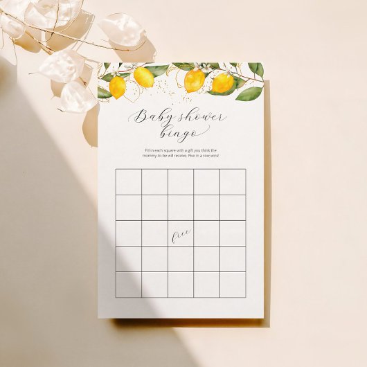 Bright Summer Bingo Lemon Citrus Baby shower Game