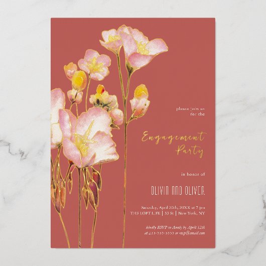 Bright Summer Buttercups Engagement Party Folie Uitnodiging (Voorkant)