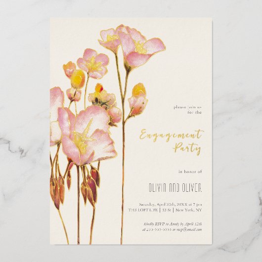 Bright Summer Buttercups Engagement Party Folie Uitnodiging (Voorkant)