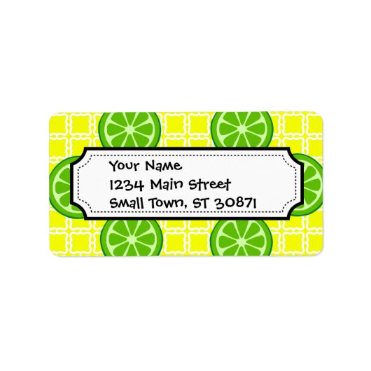 Bright Summer Citrus Limes op gele vierkante Tegel Etiket (Voorkant)