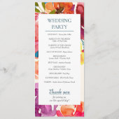 Bright Summer Colorful Custom Wedding Program Programmakaart (Achterkant)