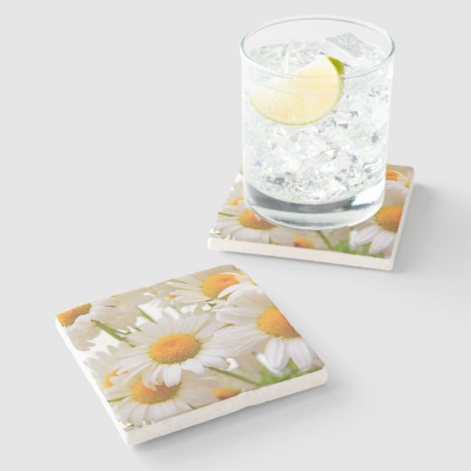 Bright Summer Daisies Flowers Stenen Onderzetter (Zijkant)