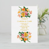 Bright Summer Floral Bouquet Wedding Folie Uitnodiging (Staand Voorkant)