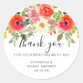 Bright Summer Floral Dank u Vrijgezellenfeest Ronde Sticker (Voorkant)