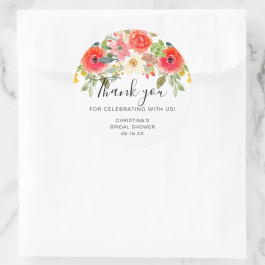 Bright Summer Floral Dank u Vrijgezellenfeest Ronde Sticker (Tas)