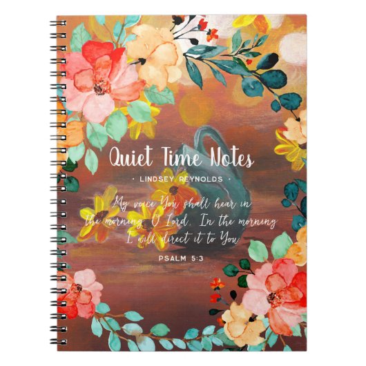 Bright Summer Floral Monogram Quiet Time Notitiebo Notitieboek (Voorkant)
