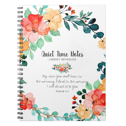 Bright Summer Floral Monogram Quiet Time Notitieboek (Voorkant)