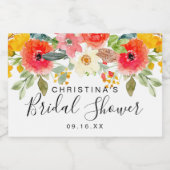 Bright Summer Floral Vrijgezellenfeest Sparkling Wijnetiket (Enkel label)