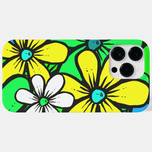  Bright Summer Flowers Blue Yellow en Green Case-Mate iPhone Case (Achterkant (horizontaal))