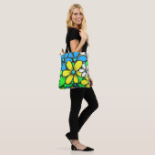 Bright Summer Flowers Blue Yellow en Green Tote Bag (Op model)