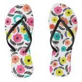 Bright Summer Flowers en Black Leaf Pattern Teenslippers (Voetbed)