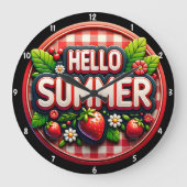 Bright Summer Fresh Aardbeien Feestelijk Seizoensg Grote Klok (Voorkant)