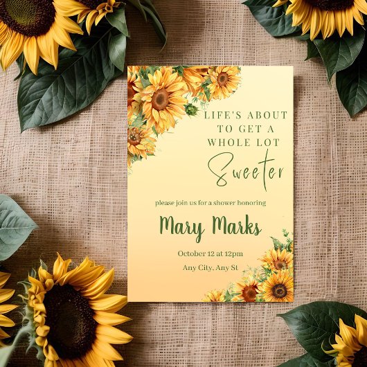 Bright Summer Herfst Zonnebloemenuitnodiging Kaart