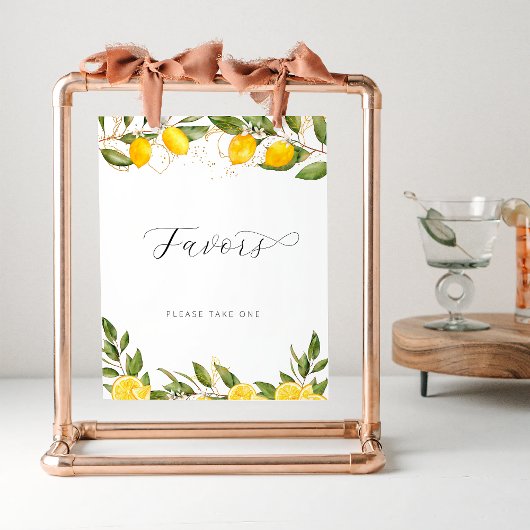Bright Summer Lemon Citrus Baby shower Favors Poster