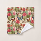 Bright summer pattern with butterflies and cacti bad handdoek (Wasdoekje)