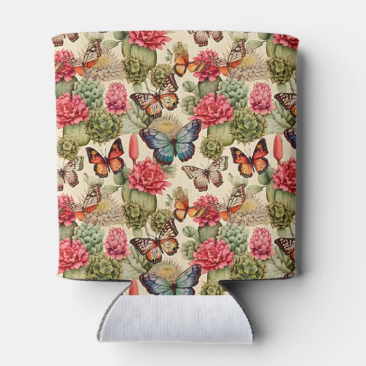 Bright summer pattern with butterflies and cacti blikjeskoeler (Achterkant)