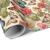 Bright summer pattern with butterflies and cacti cadeaupapier (Rol Hoek)