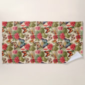 Bright summer pattern with butterflies and cacti strandlaken (Voorkant)