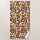 Bright summer pattern with butterflies and cacti strandlaken (Voorkant)
