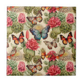 Bright summer pattern with butterflies and cacti tegeltje (Voorkant)