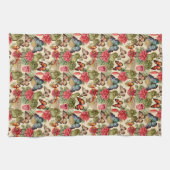 Bright summer pattern with butterflies and cacti theedoek (Horizontaal)