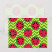 Bright Summer Picnic Watermeloenen op Green Chevro Briefkaart (Voorkant / Achterkant)