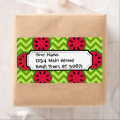 Bright Summer Picnic Watermeloenen op Green Chevro Etiket (Insitu)