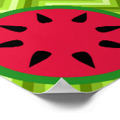 Bright Summer Picnic Watermeloenen op Green Chevro Poster (Hoek)