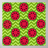 Bright Summer Picnic Watermeloenen op Green Chevro Poster (Voorkant)
