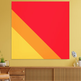 Bright Summer Red Sinaasappel Yellow Racing Stripe Canvas Afdruk
