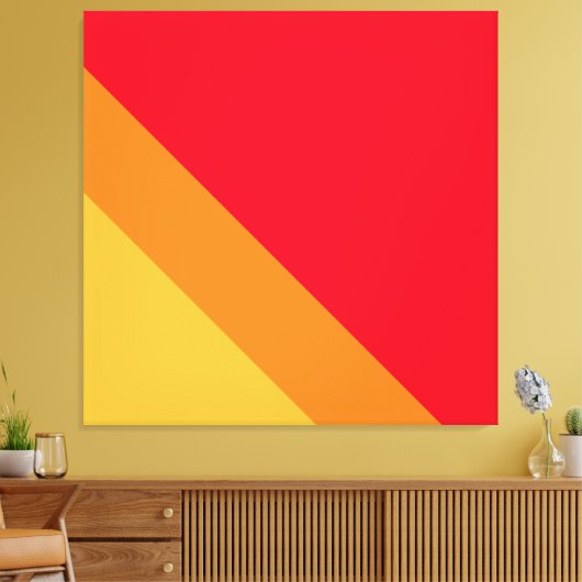 Bright Summer Red Sinaasappel Yellow Racing Stripe Canvas Afdruk (Insitu (Woonkamer))