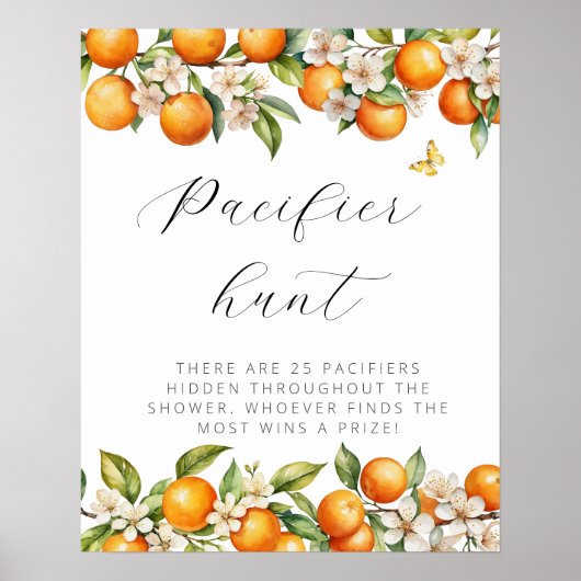 Bright Summer Sinaasappels Baby shower Fopspeen Hu Poster (Voorkant)