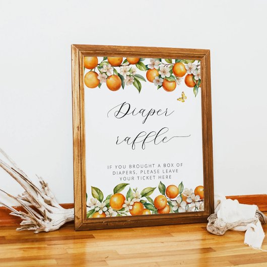 Bright Summer Sinaasappels Baby shower Luier Raffl Poster