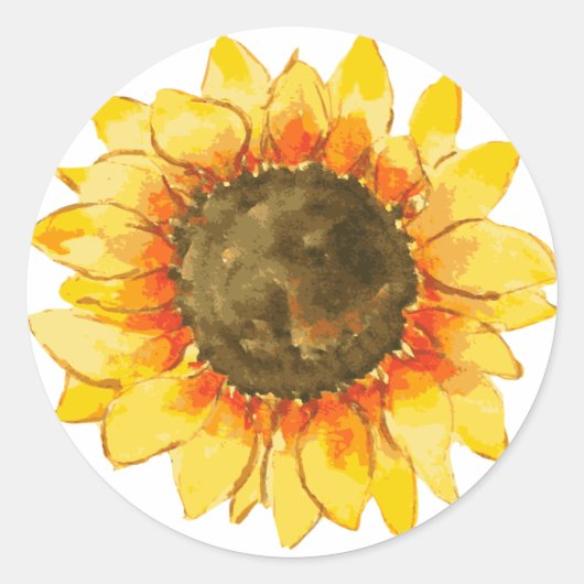 Bright Summer Sunflower Waterverf Ronde Sticker (Voorkant)
