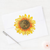 Bright Summer Sunflower Waterverf Ronde Sticker (Envelop)