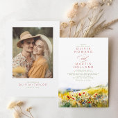 Bright Summer Wildflower Boho Photo Wedding Kaart