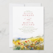 Bright Summer Wildflower Boho Wedding Kaart (Voorkant)