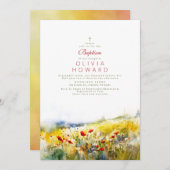 Bright Summer Wildflower Cute Elegant Baptisme Kaart (Voorkant / Achterkant)